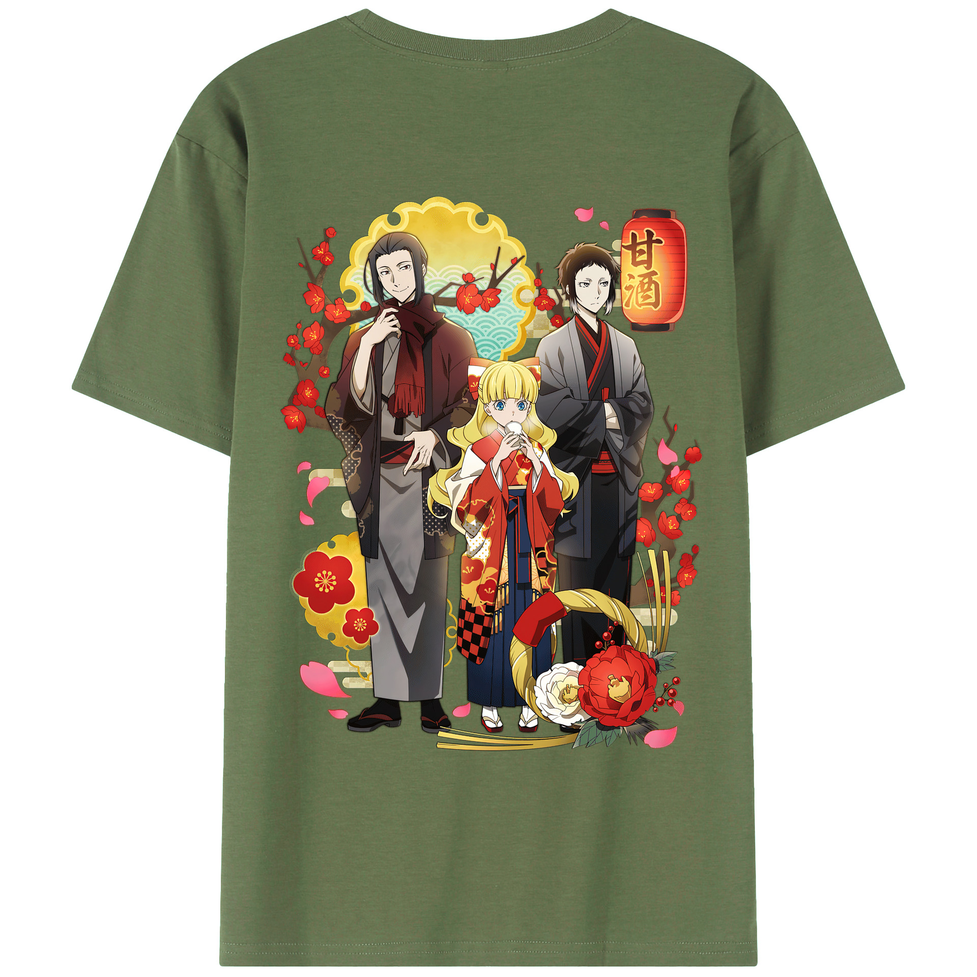 （画像用） 文豪ストレイドッグス Bungo Stray Dogs 綿100％ メンズ半袖Tシャツ（バックプリント） 通気性